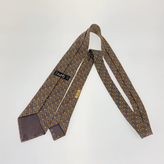 HERMES tie silk dark purple Horsebit Pattern