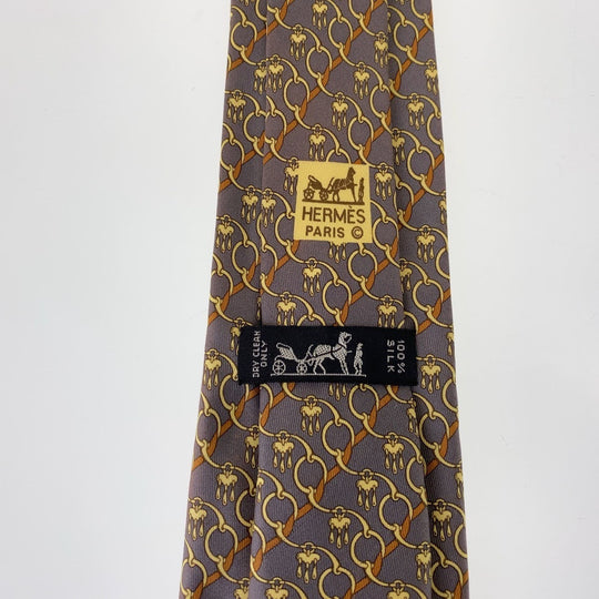 HERMES tie silk dark purple Horsebit Pattern