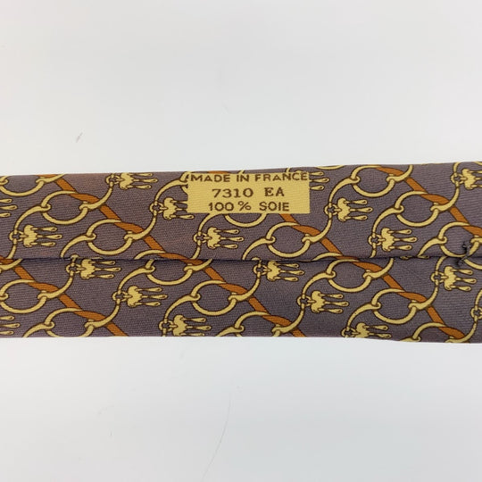 HERMES tie silk dark purple Horsebit Pattern