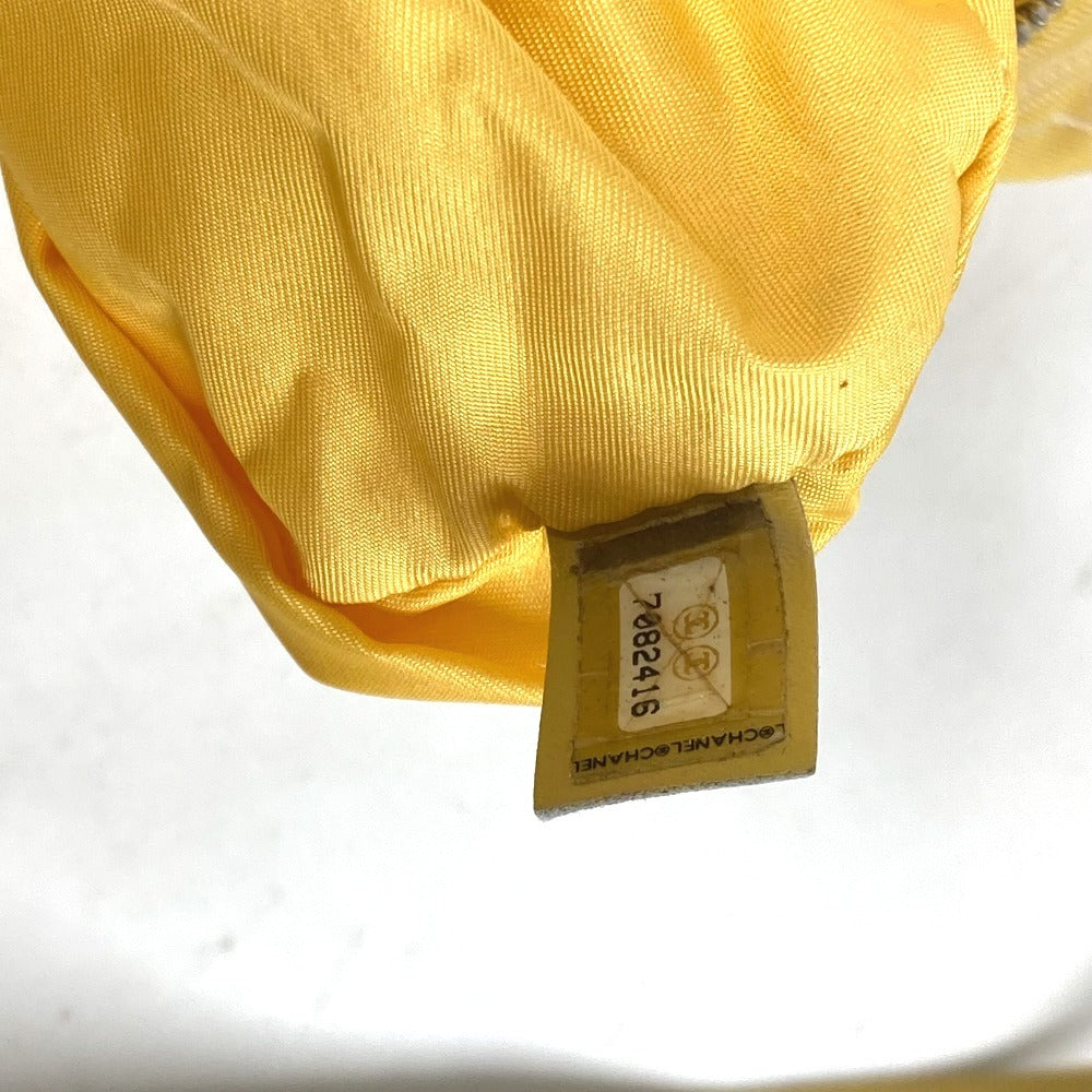 CHANEL Shoulder Bag Nylon jacquard yellow New travel line Cylindrical Women Used Authentic