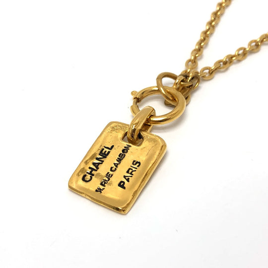 CHANEL Necklace metal gold Tag plate Women Used Authentic