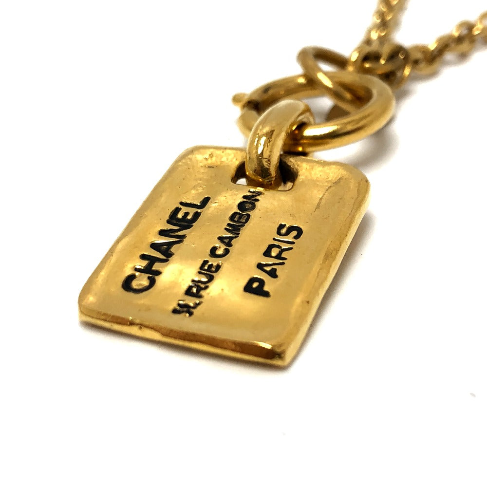 CHANEL Necklace metal gold Tag plate Women Used Authentic