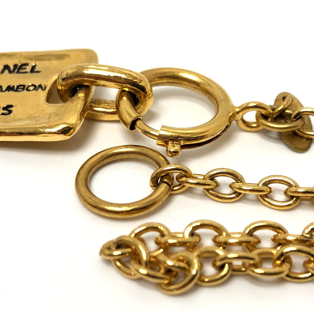 CHANEL Necklace metal gold Tag plate Women Used Authentic
