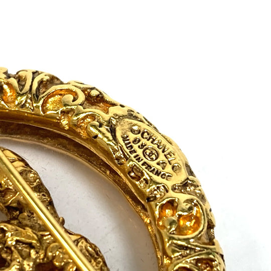 CHANEL Brooch metal gold COCO Mark clear lava Women Used Authentic