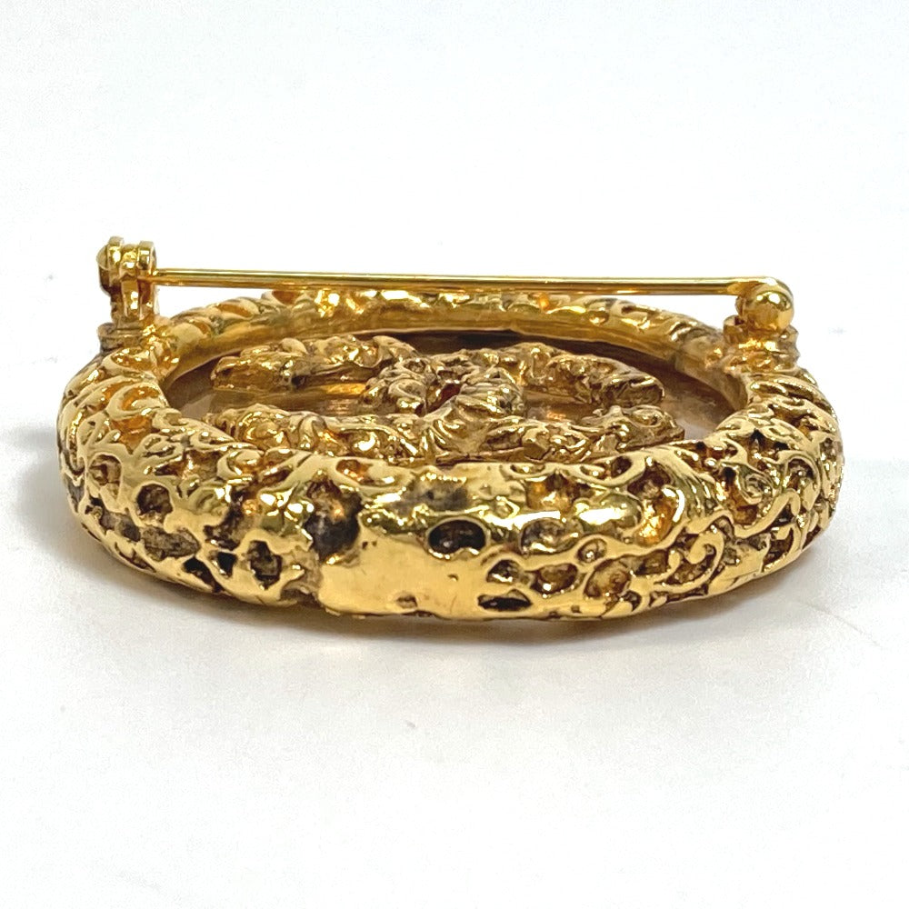 CHANEL Brooch metal gold COCO Mark clear lava Women Used Authentic