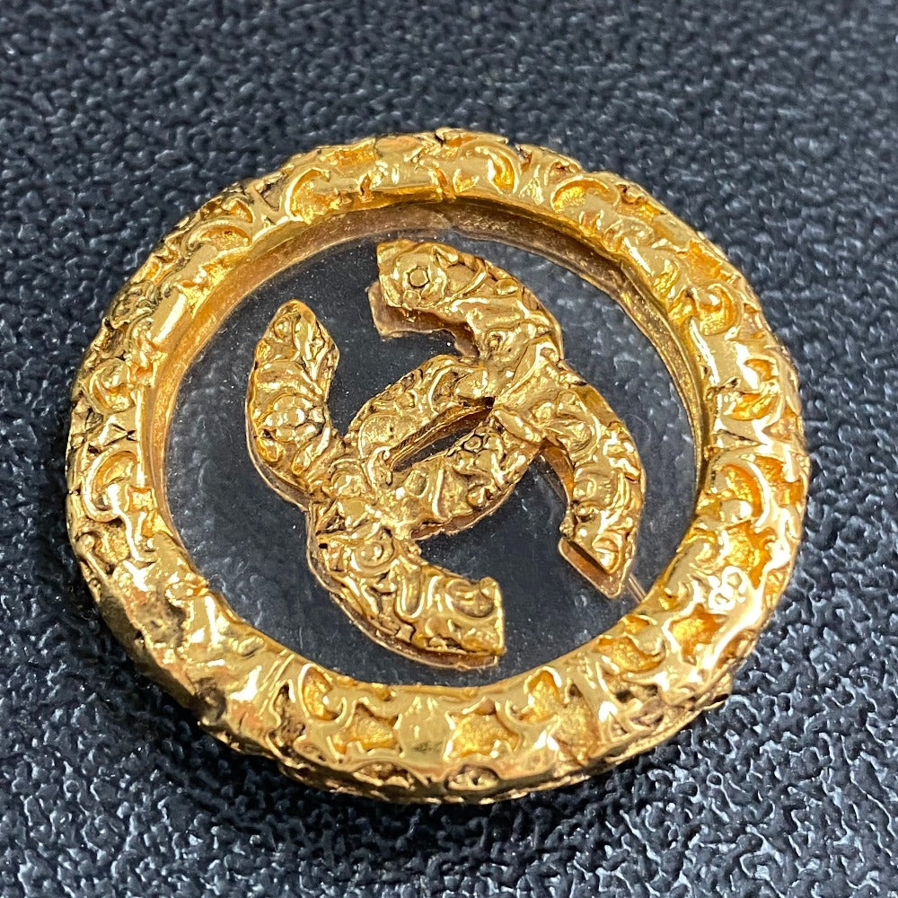 CHANEL Brooch metal gold COCO Mark clear lava Women Used Authentic