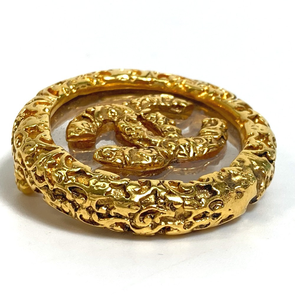 CHANEL Brooch metal gold COCO Mark clear lava Women Used Authentic