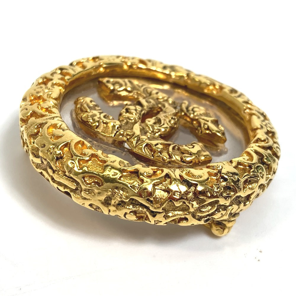 CHANEL Brooch metal gold COCO Mark clear lava Women Used Authentic