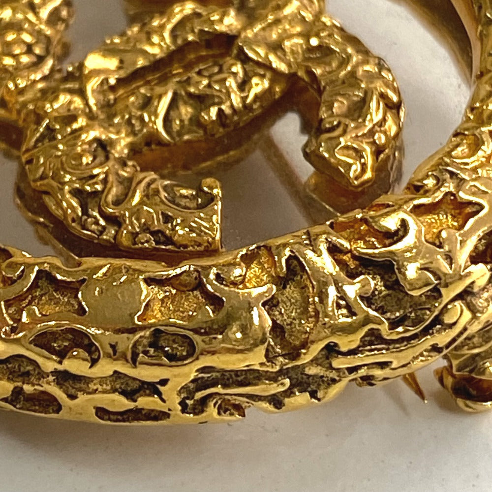 CHANEL Brooch metal gold COCO Mark clear lava Women Used Authentic