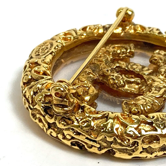 CHANEL Brooch metal gold COCO Mark clear lava Women Used Authentic