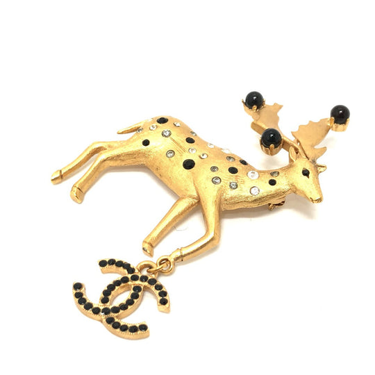 CHANEL Brooch 01A metal gold Accessories Deer COCO Mark
