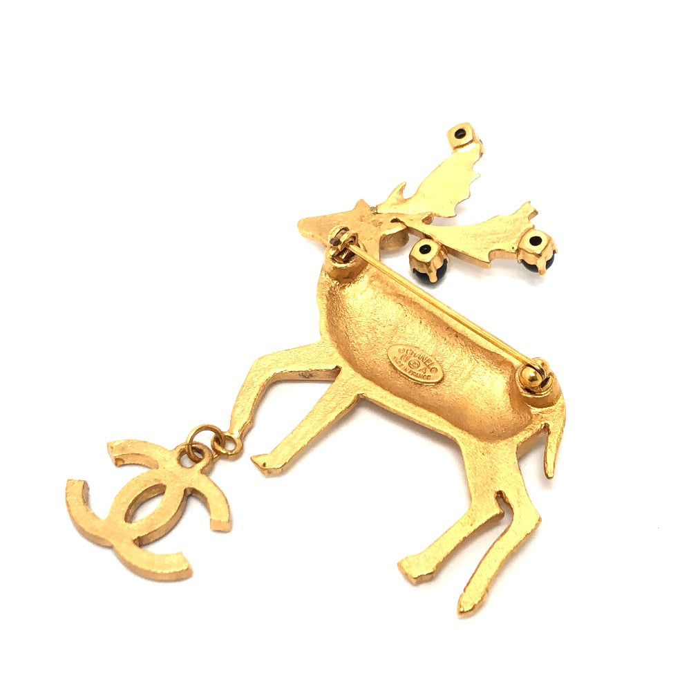 CHANEL Brooch 01A metal gold Accessories Deer COCO Mark