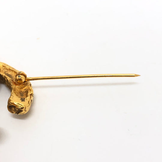 CHANEL Brooch metal gold 93A COCO Mark Fringe Lava Women Used Authentic