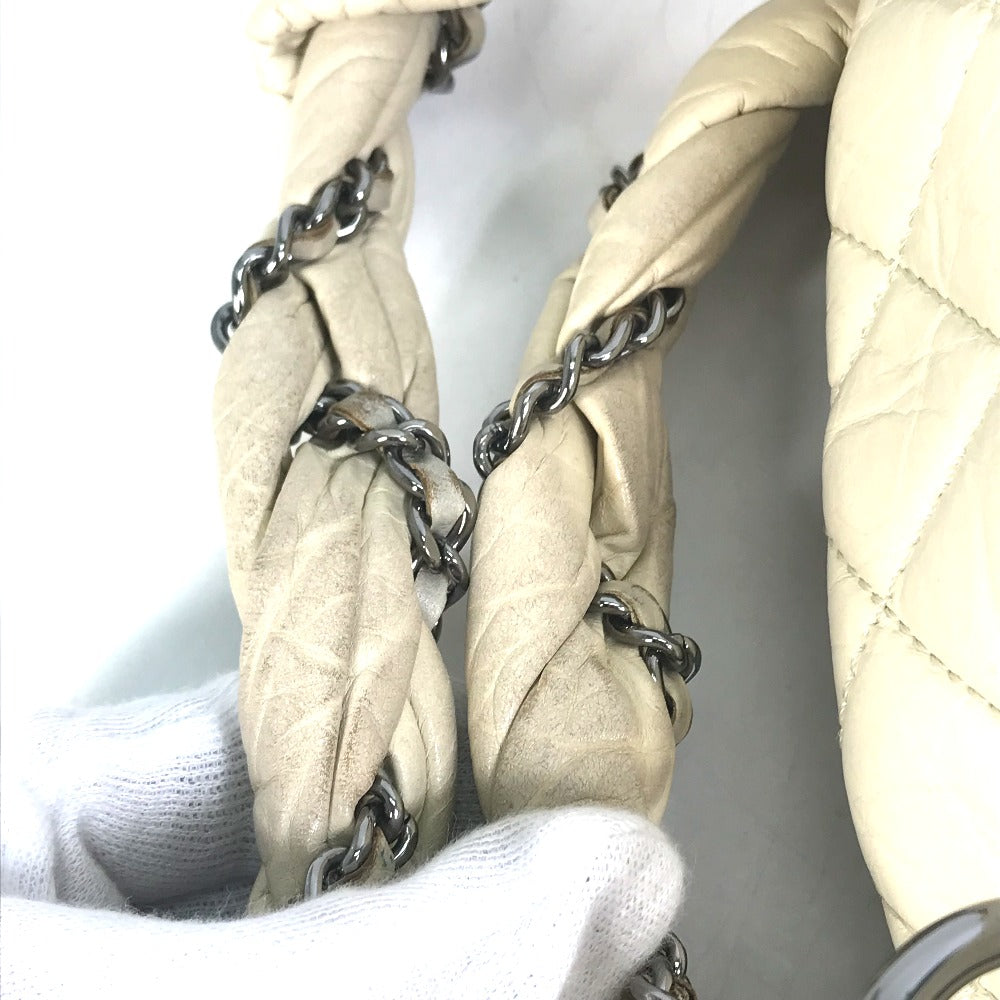 CHANEL Handbag leather beige Bubble quilt CC COCO Mark Women Used Authentic