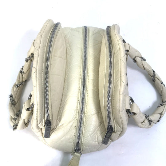 CHANEL Handbag leather beige Bubble quilt CC COCO Mark Women Used Authentic
