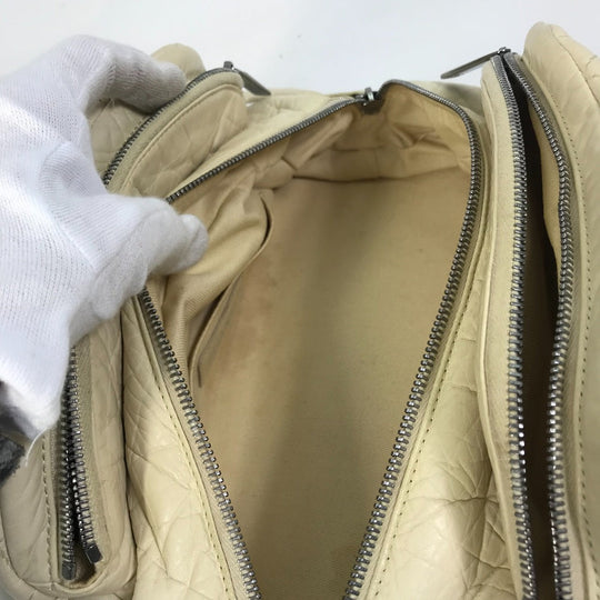 CHANEL Handbag leather beige Bubble quilt CC COCO Mark Women Used Authentic