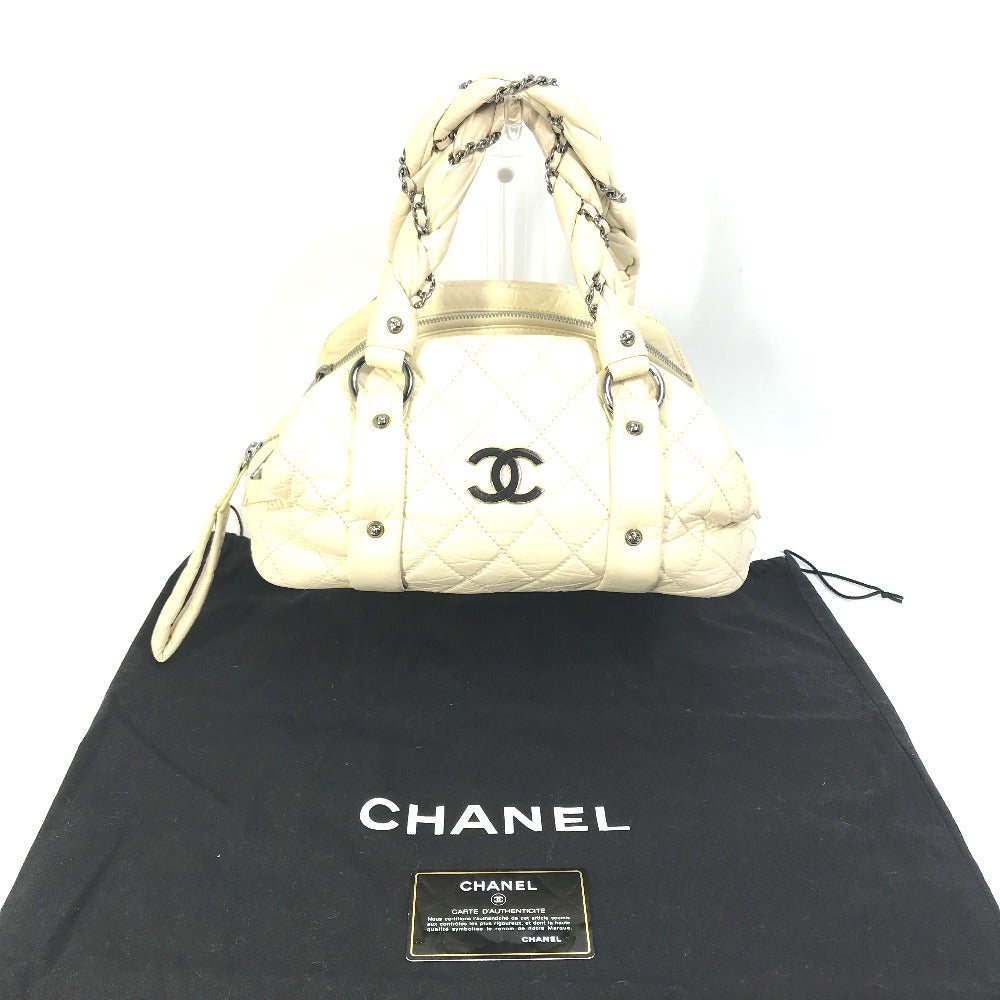 CHANEL Handbag leather beige Bubble quilt CC COCO Mark Women Used Authentic