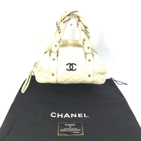CHANEL Handbag leather beige Bubble quilt CC COCO Mark Women Used Authentic
