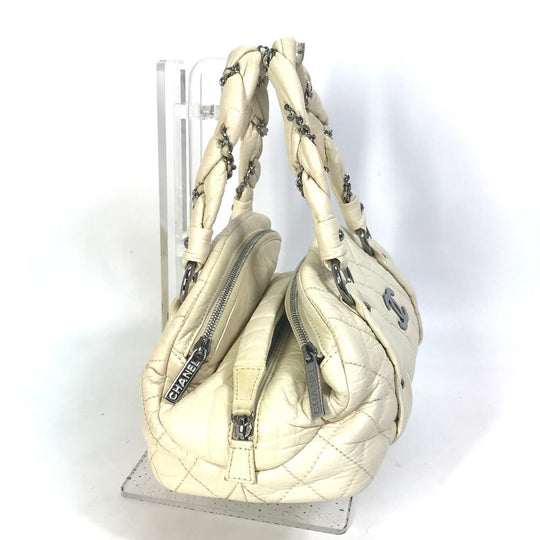 CHANEL Handbag leather beige Bubble quilt CC COCO Mark Women Used Authentic