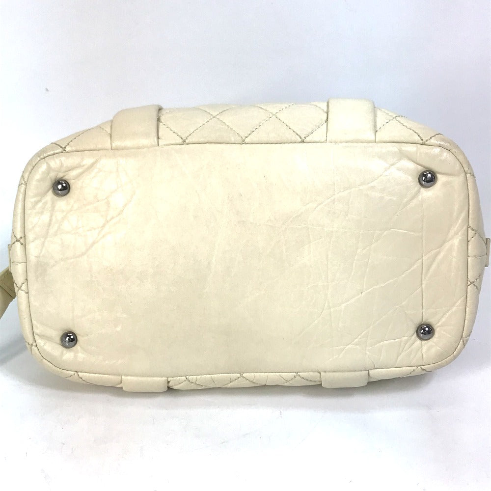 CHANEL Handbag leather beige Bubble quilt CC COCO Mark Women Used Authentic