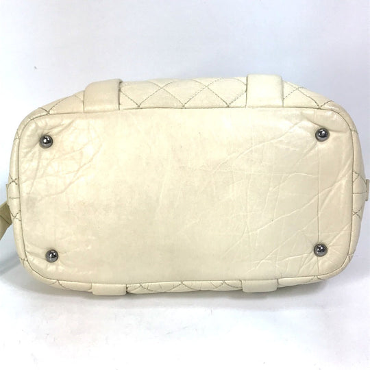 CHANEL Handbag leather beige Bubble quilt CC COCO Mark Women Used Authentic