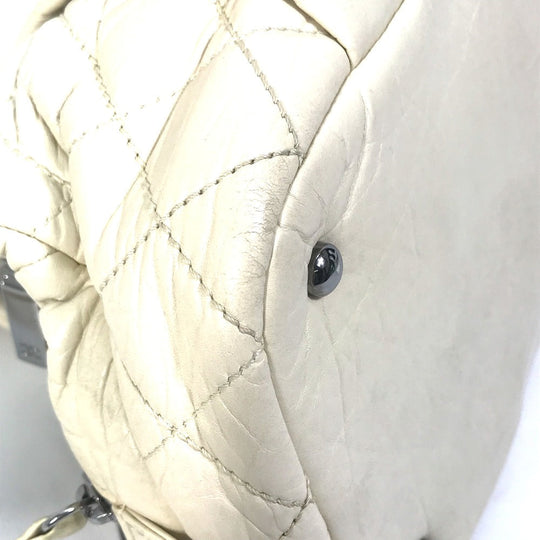 CHANEL Handbag leather beige Bubble quilt CC COCO Mark Women Used Authentic
