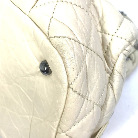 CHANEL Handbag leather beige Bubble quilt CC COCO Mark Women Used Authentic