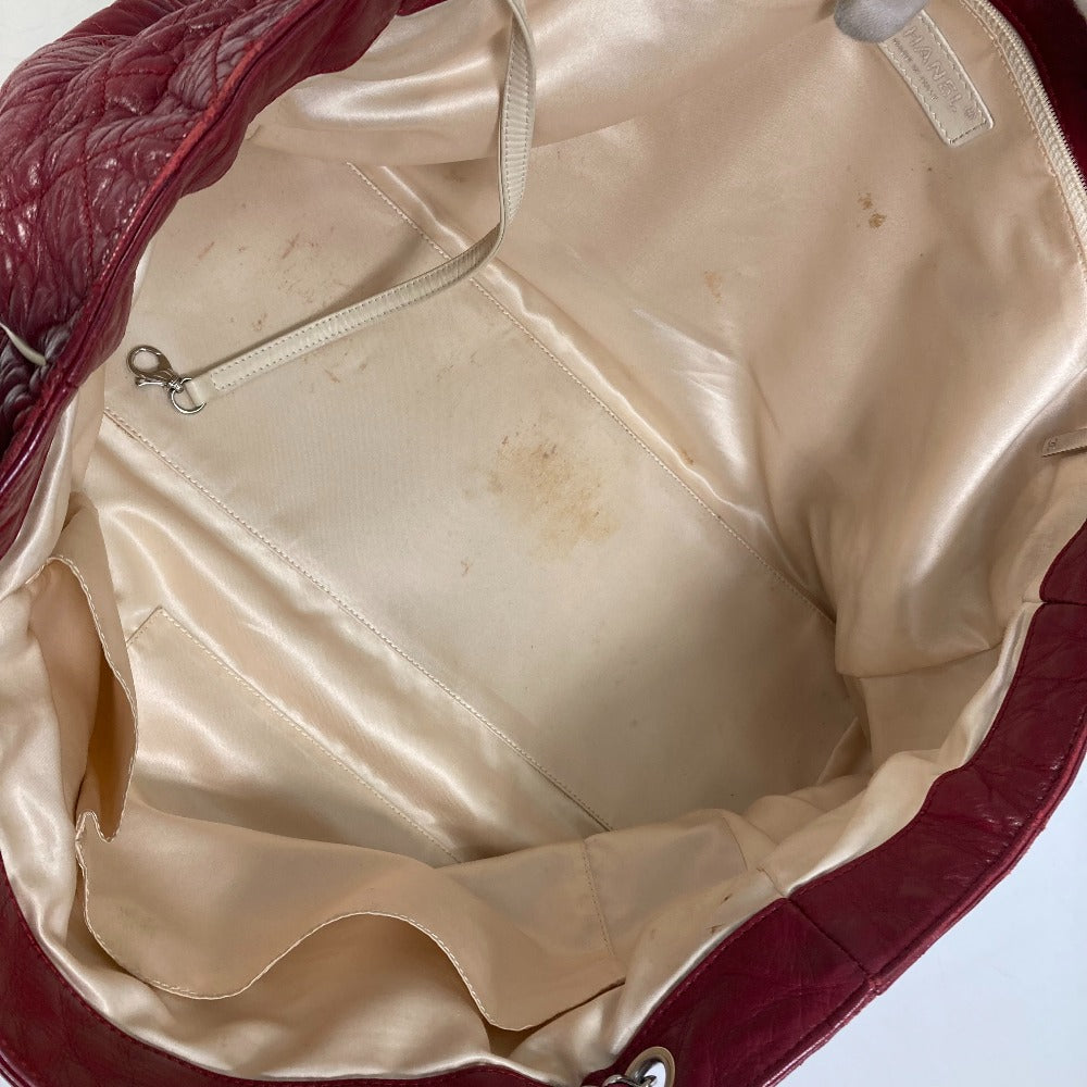 CHANEL Shoulder Bag leather Red Bag Tote Bag quilted shawl 2.55 Matelasse WChain Women Used Authentic