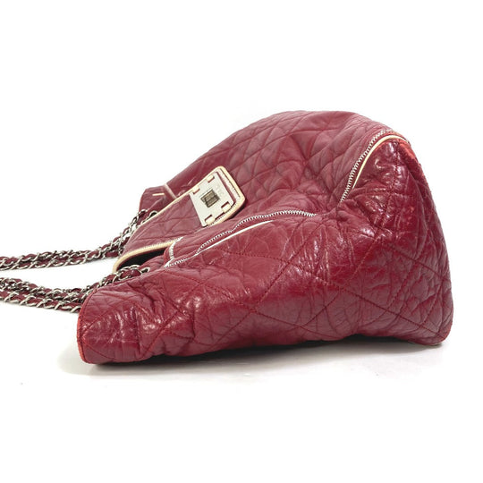 CHANEL Shoulder Bag leather Red Bag Tote Bag quilted shawl 2.55 Matelasse WChain Women Used Authentic