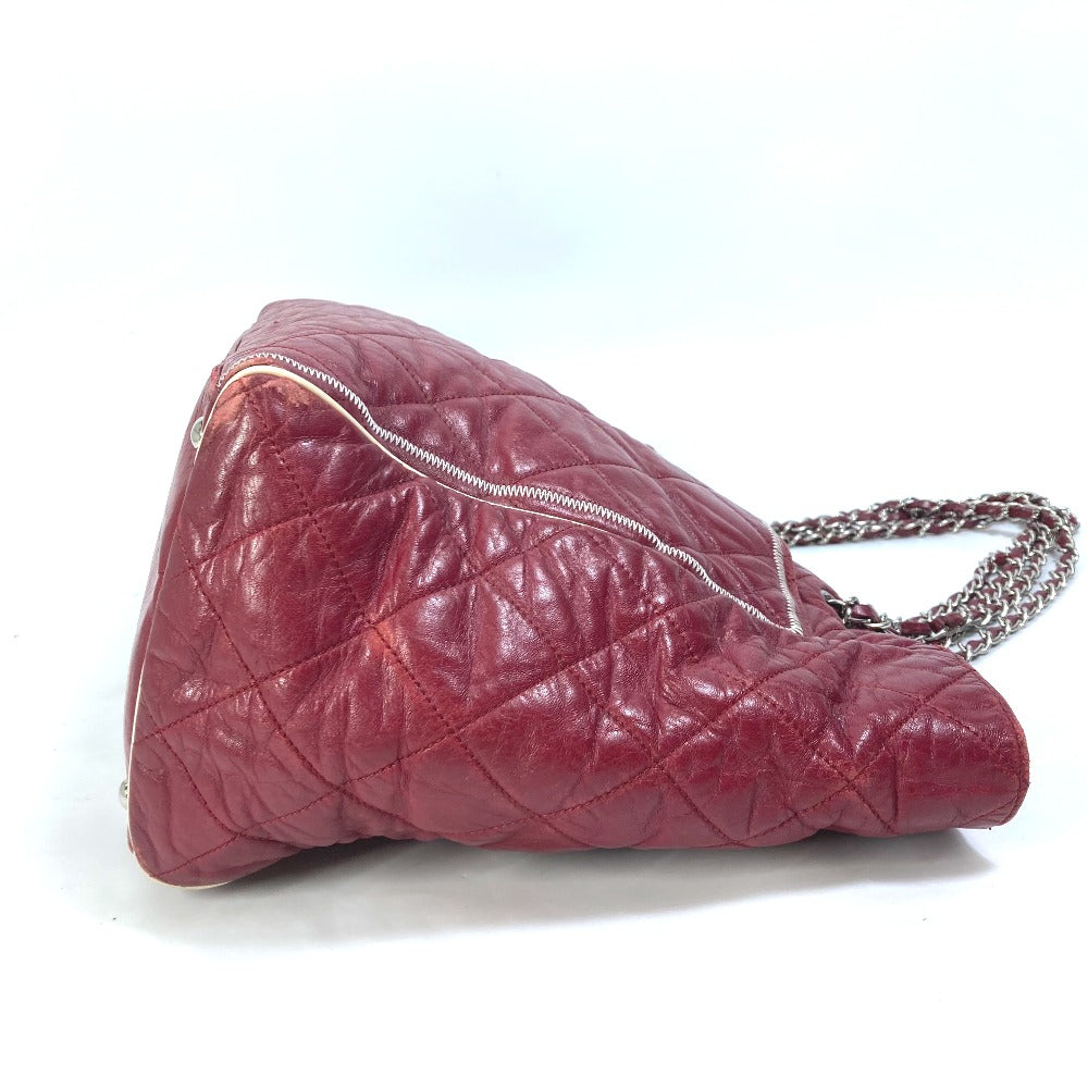 CHANEL Shoulder Bag leather Red Bag Tote Bag quilted shawl 2.55 Matelasse WChain Women Used Authentic