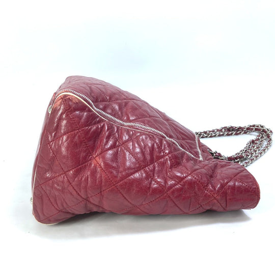 CHANEL Shoulder Bag leather Red Bag Tote Bag quilted shawl 2.55 Matelasse WChain Women Used Authentic