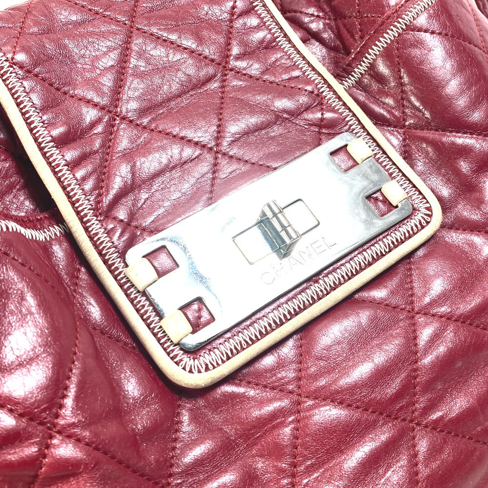 CHANEL Shoulder Bag leather Red Bag Tote Bag quilted shawl 2.55 Matelasse WChain Women Used Authentic