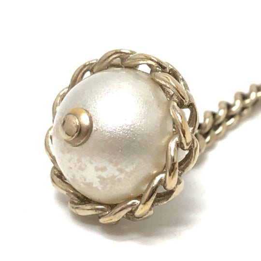 CHANEL Pierce metal gold 16B Fake pearl Women Used Authentic