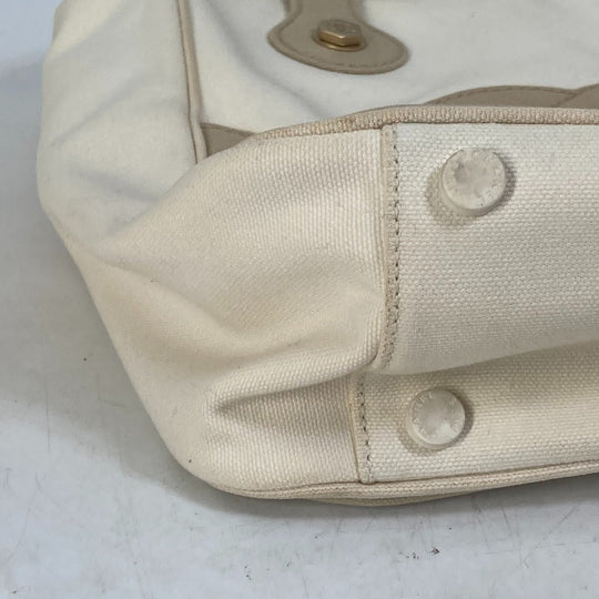 CHANEL Tote Bag canvas beige Shoulder CC COCO Mark Marshmallow Women Used Authentic