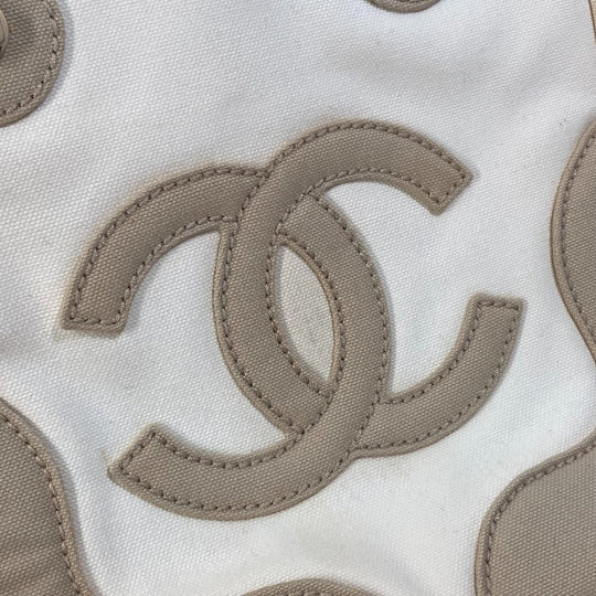 CHANEL Tote Bag canvas beige Shoulder CC COCO Mark Marshmallow Women Used Authentic