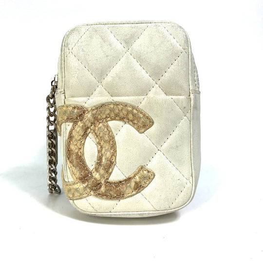 CHANEL Cigarette case A26732 leather white Cambon line CC COCO Mark Women Used Authentic