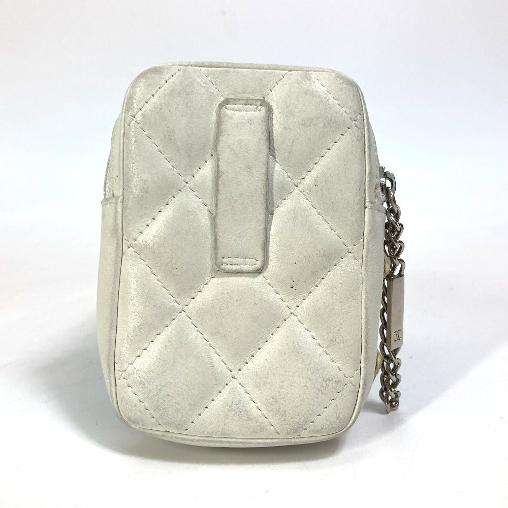 CHANEL Cigarette case A26732 leather white Cambon line CC COCO Mark Women Used Authentic