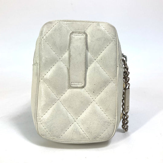 CHANEL Cigarette case A26732 leather white Cambon line CC COCO Mark Women Used Authentic