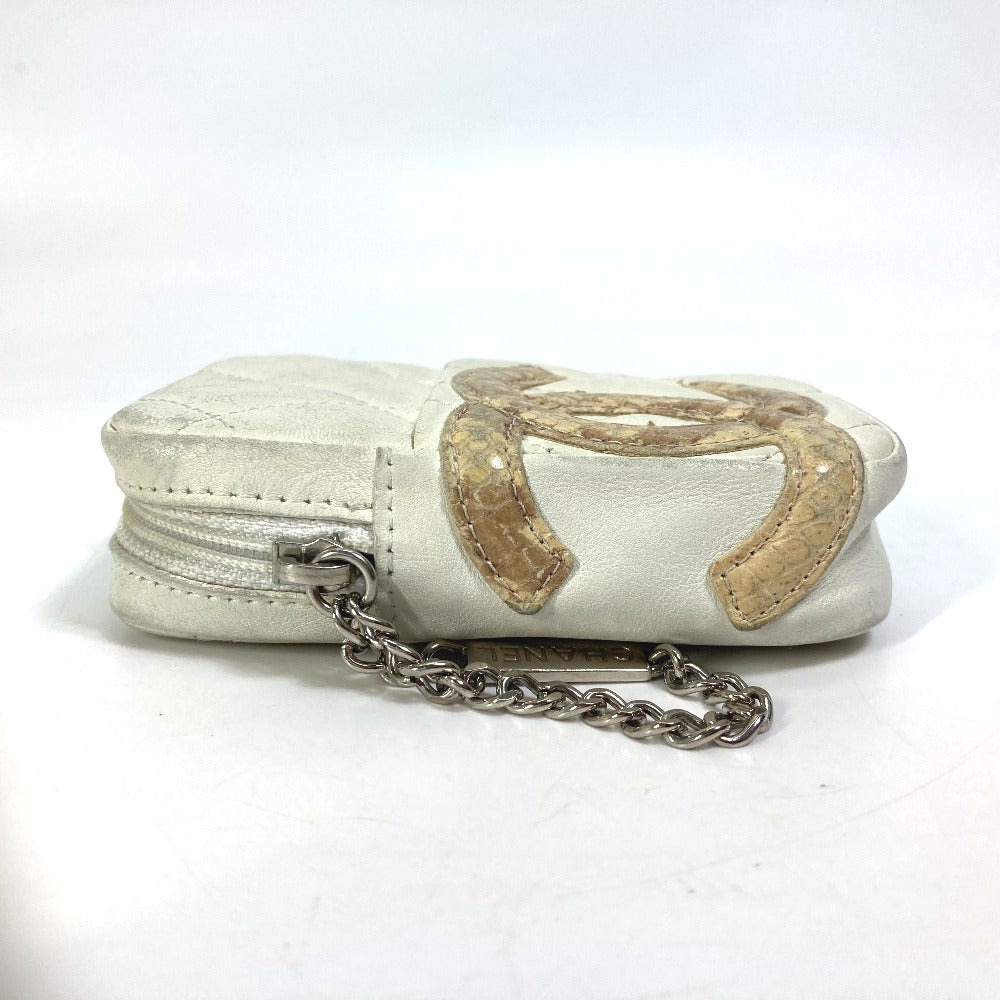CHANEL Cigarette case A26732 leather white Cambon line CC COCO Mark Women Used Authentic