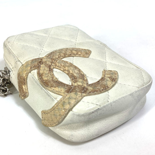 CHANEL Cigarette case A26732 leather white Cambon line CC COCO Mark Women Used Authentic