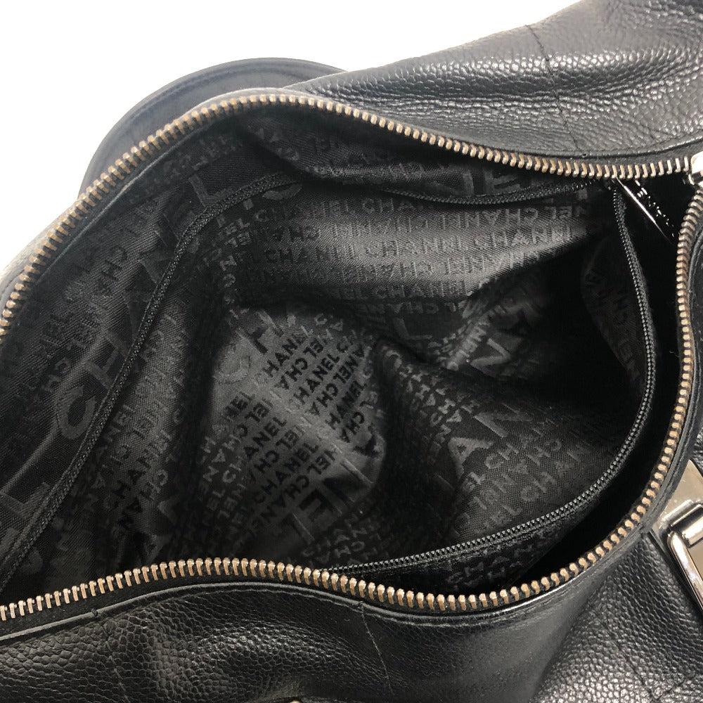 CHANEL Boston Duffel bag Soft caviar skin black Chocolate bar Women Used Authentic