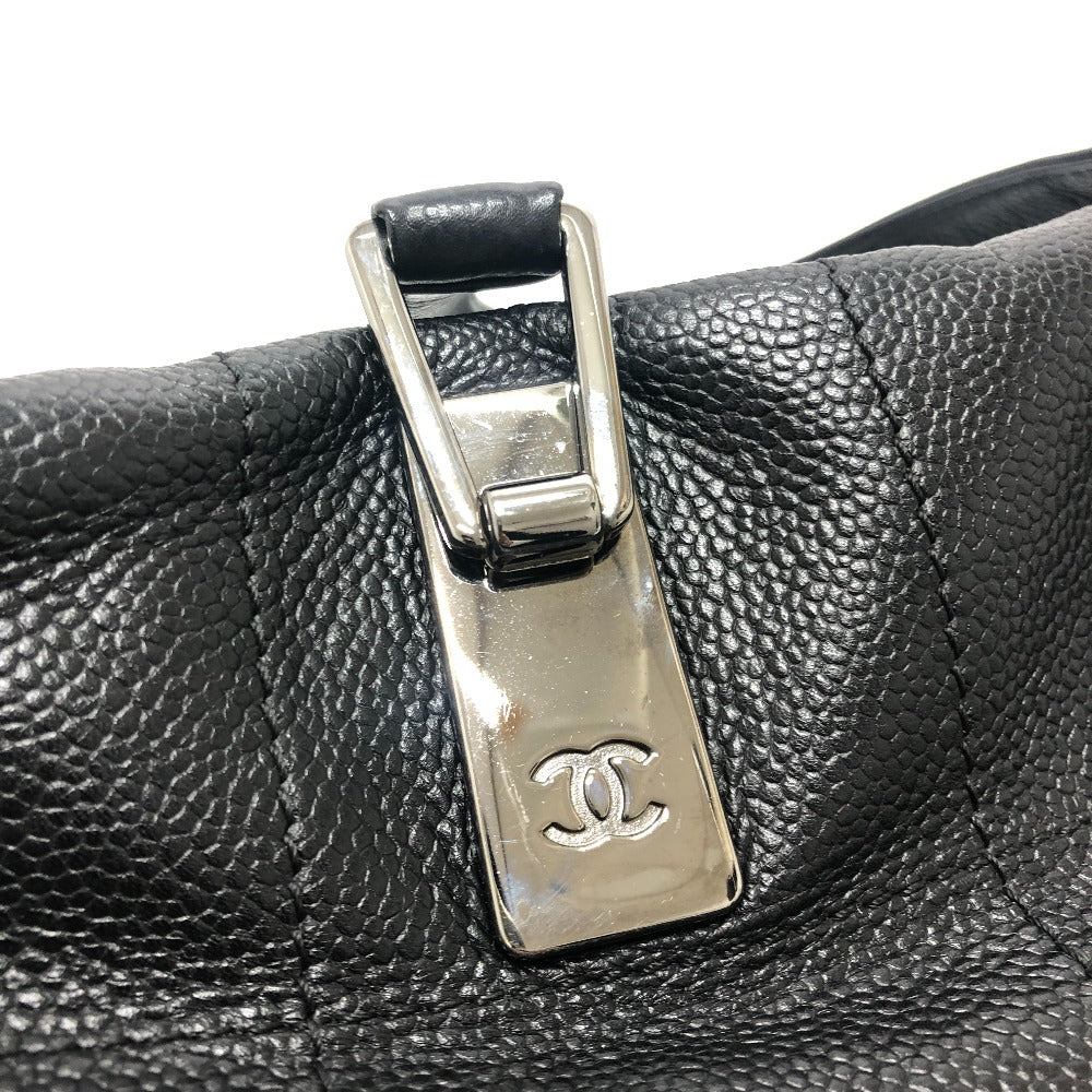 CHANEL Boston Duffel bag Soft caviar skin black Chocolate bar Women Used Authentic