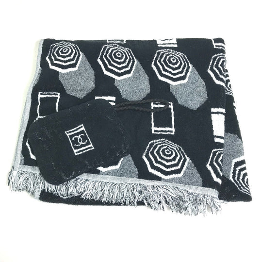 CHANEL towel pile black COCO Mark bath towel pouch Women Used Authentic