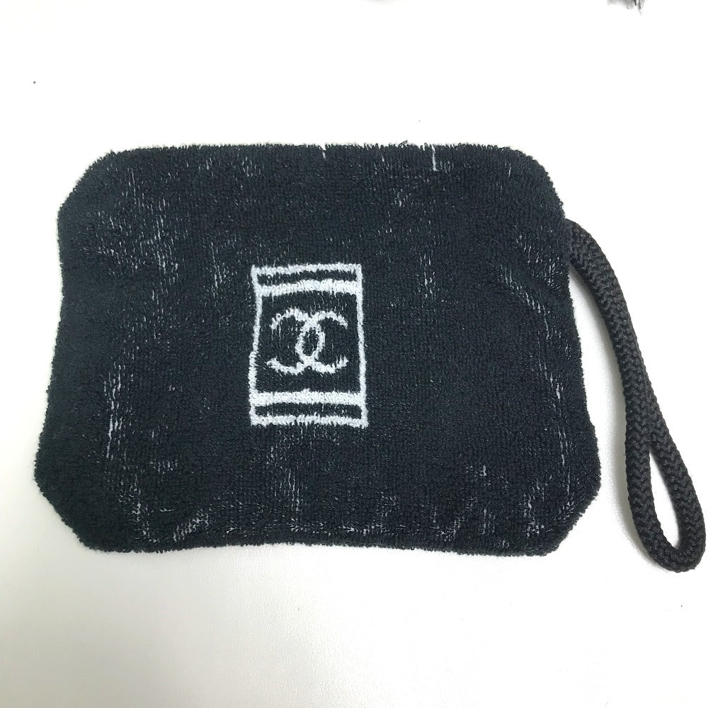 CHANEL towel pile black COCO Mark bath towel pouch Women Used Authentic