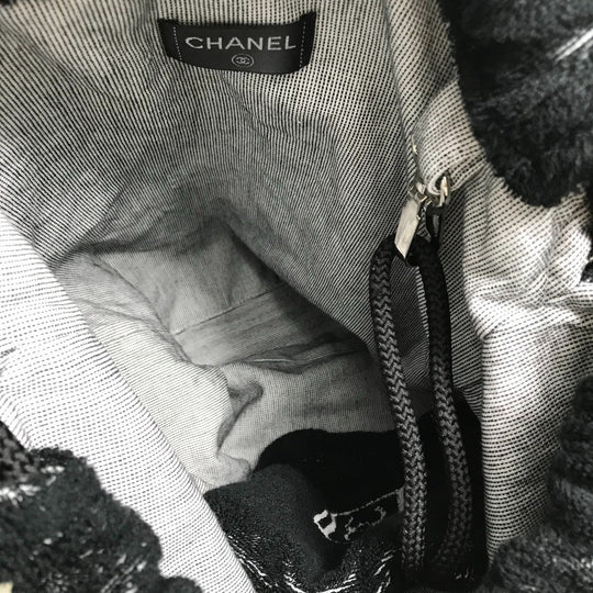 CHANEL towel pile black COCO Mark bath towel pouch Women Used Authentic