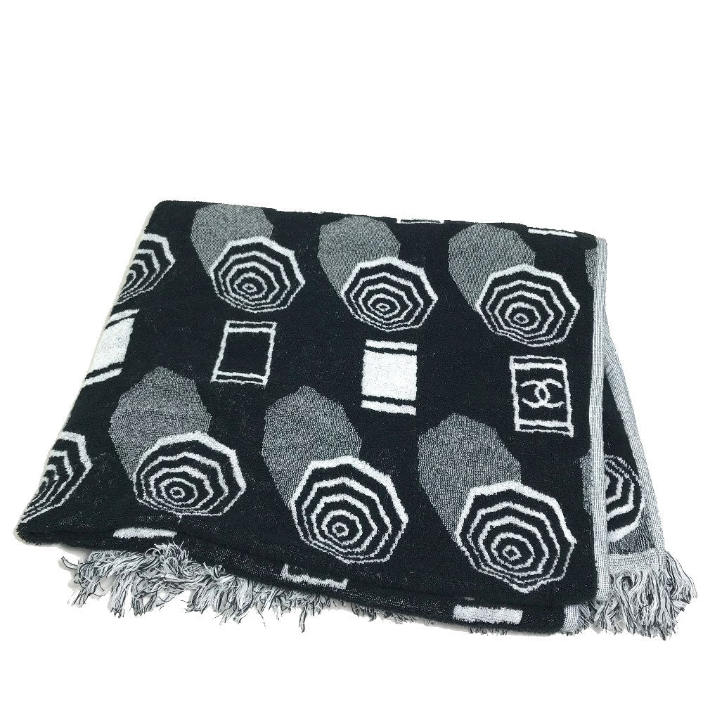CHANEL towel pile black COCO Mark bath towel pouch Women Used Authentic