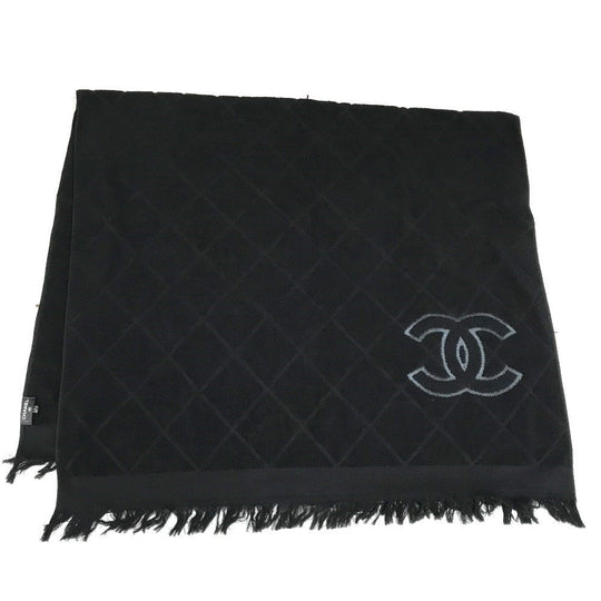 CHANEL towel cotton black COCO Mark CC logo Matrasse Women Used Authentic