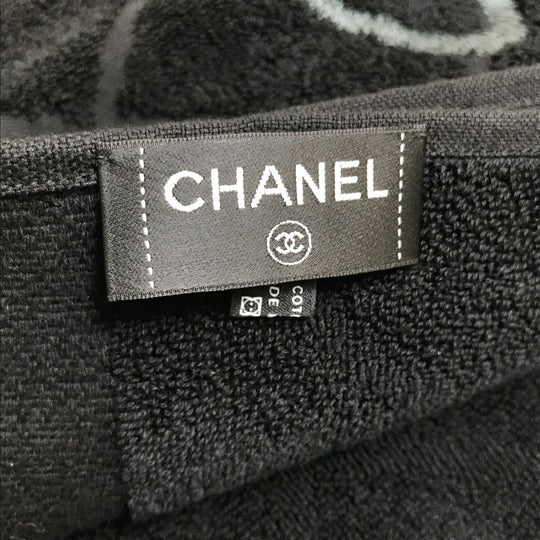CHANEL towel cotton black COCO Mark CC logo Matrasse Women Used Authentic
