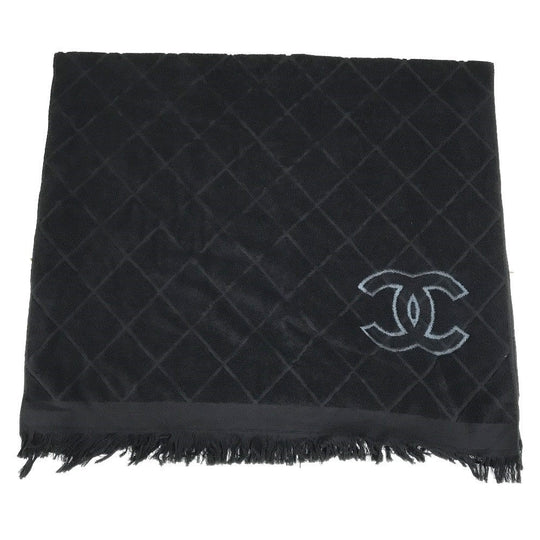 CHANEL towel cotton black COCO Mark CC logo Matrasse Women Used Authentic