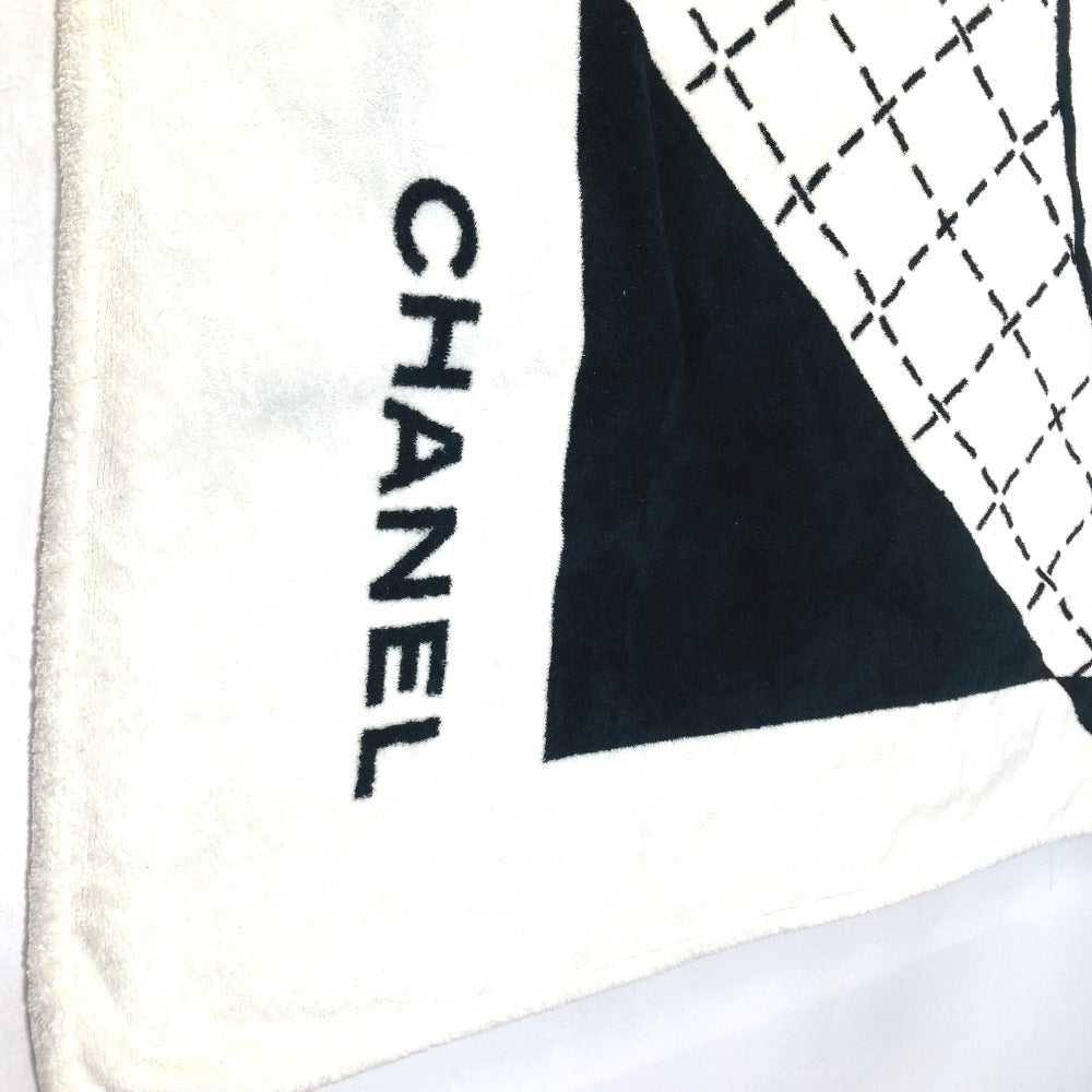 CHANEL towel cotton black blanket interior bath towel CC COCO Mark Lip Design Lips Women Used Authentic